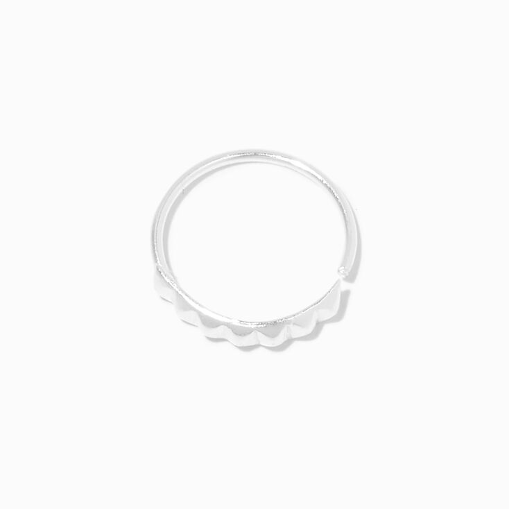 Sterling Silver 22G Groovy Pyramid Spike Hoop Nose Ring,