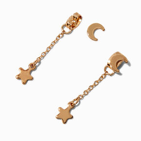 Gold-tone Front &amp; Back Celestial 1&quot; Linear Drop Earrings ,