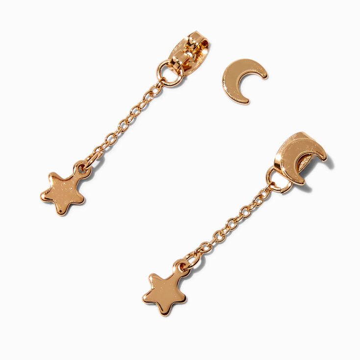 Gold-tone Front &amp; Back Celestial 1&quot; Linear Drop Earrings ,
