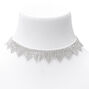 Silver Rhinestone Collar Fringe Statement Necklace,