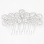 Silver Rhinestone Spiral Floral Hair Comb,