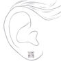 Silver Cubic Zirconia 8MM Square Stud Earrings,