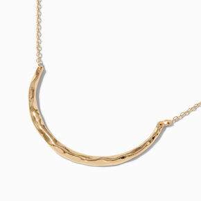 Gold-tone Hammered Bar Pendant Necklace,