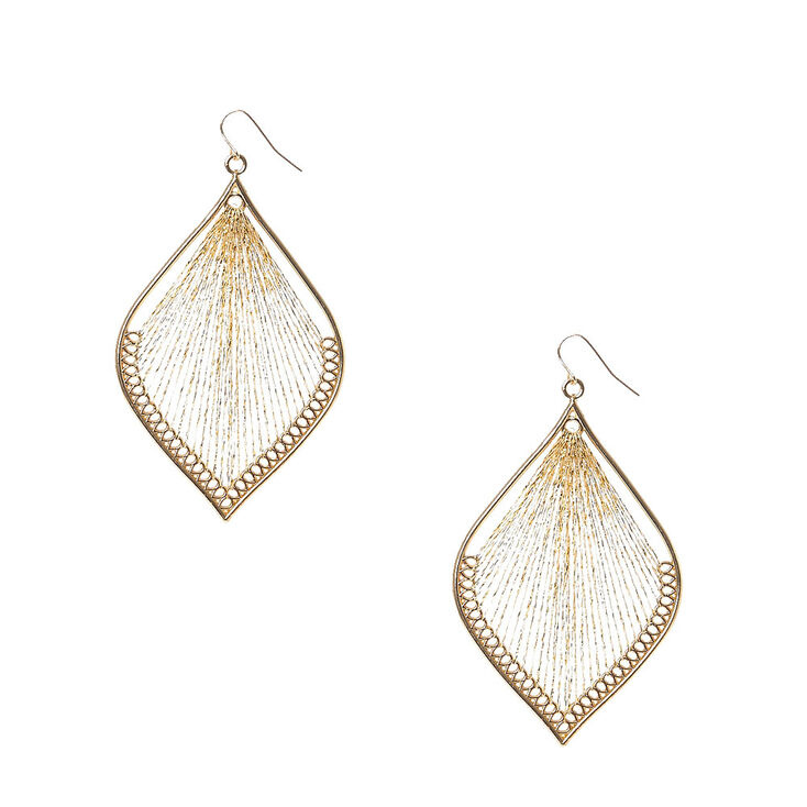 Gold Tone Metallic Dreamcatcher Drop Earrings,