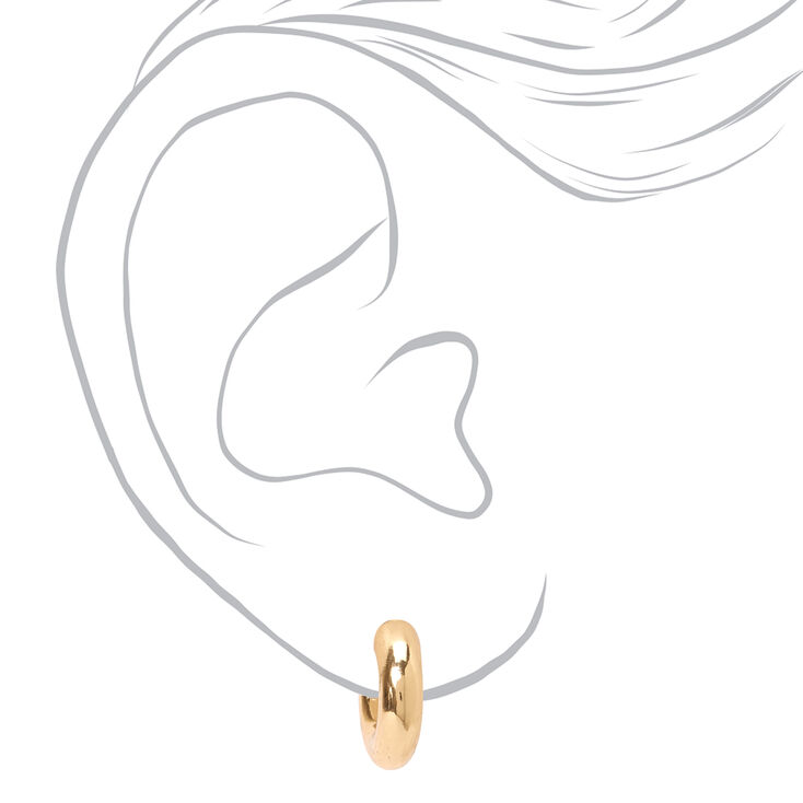 Gold 10MM Tube Open Hoop Earrings,