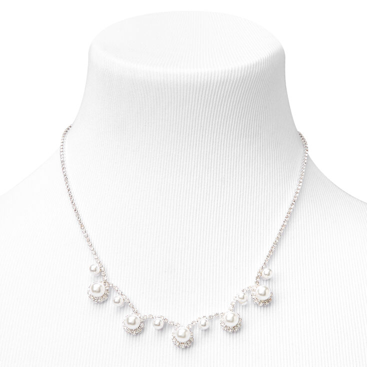 Silver Loopy Rhinestone Pearl Jewelry Set - 2 Pack,