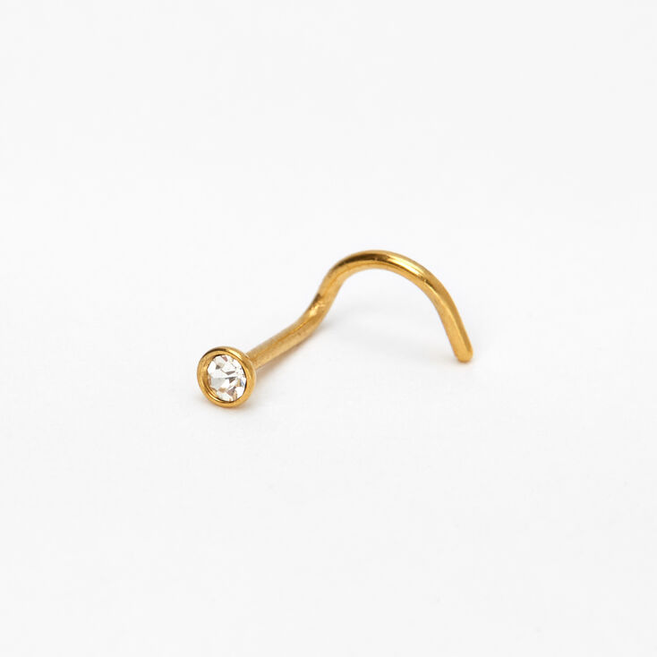 Gold 20G Crystal Bezel Nose Stud,