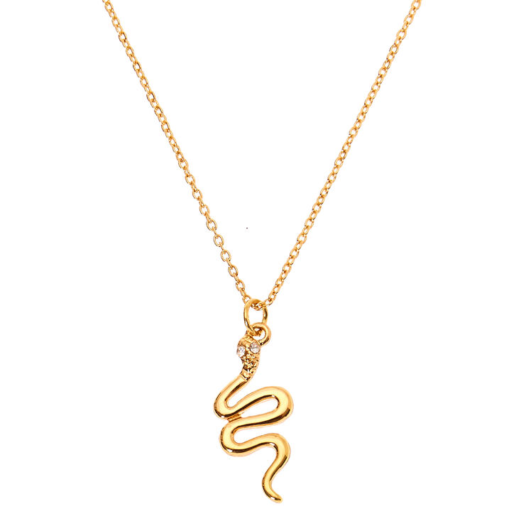 Gold Snake Pendant Necklace,