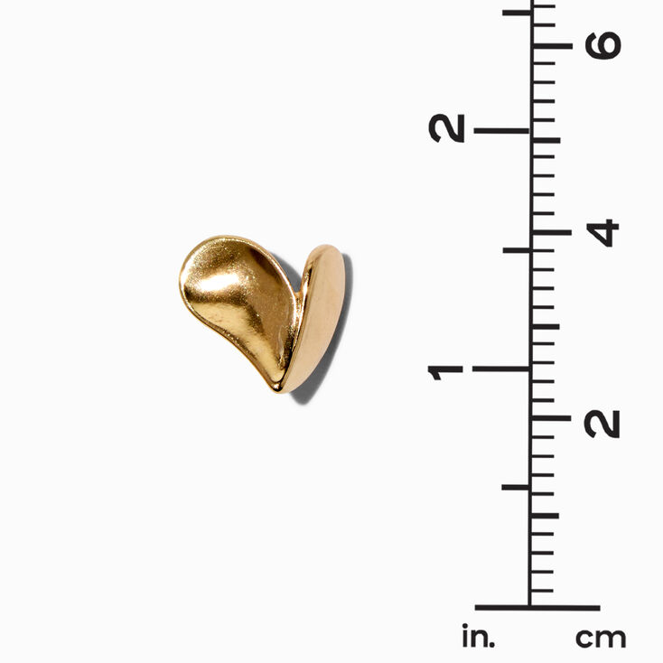 Gold-tone 3D Heart Stud Earrings ,