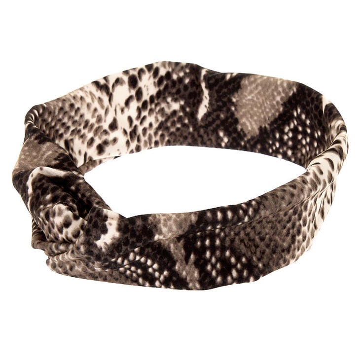 Snakeskin Twisted Headwrap - Gray,