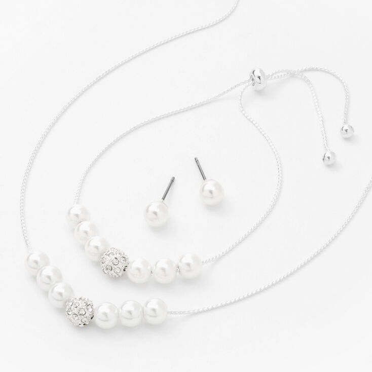 Silver Faux Pearl Jewelry Set - 3 Pack,
