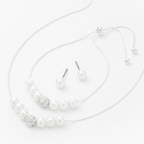 Silver Faux Pearl Jewelry Set - 3 Pack,