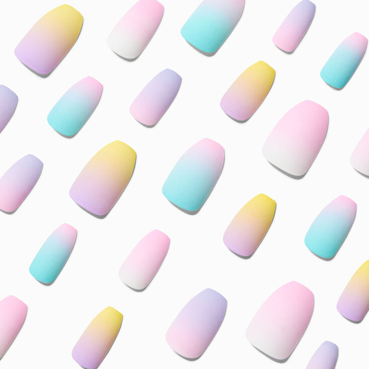 Matte Pastel Ombre Coffin Vegan Faux Nail Set &#40;24 pack&#41;,
