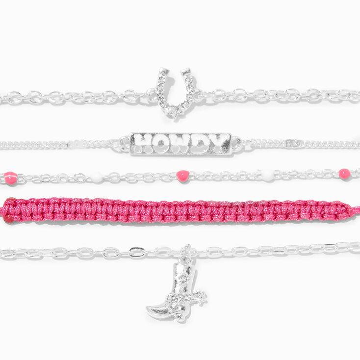 Silver Cowgirl Chain Bracelets - 5 Pack,