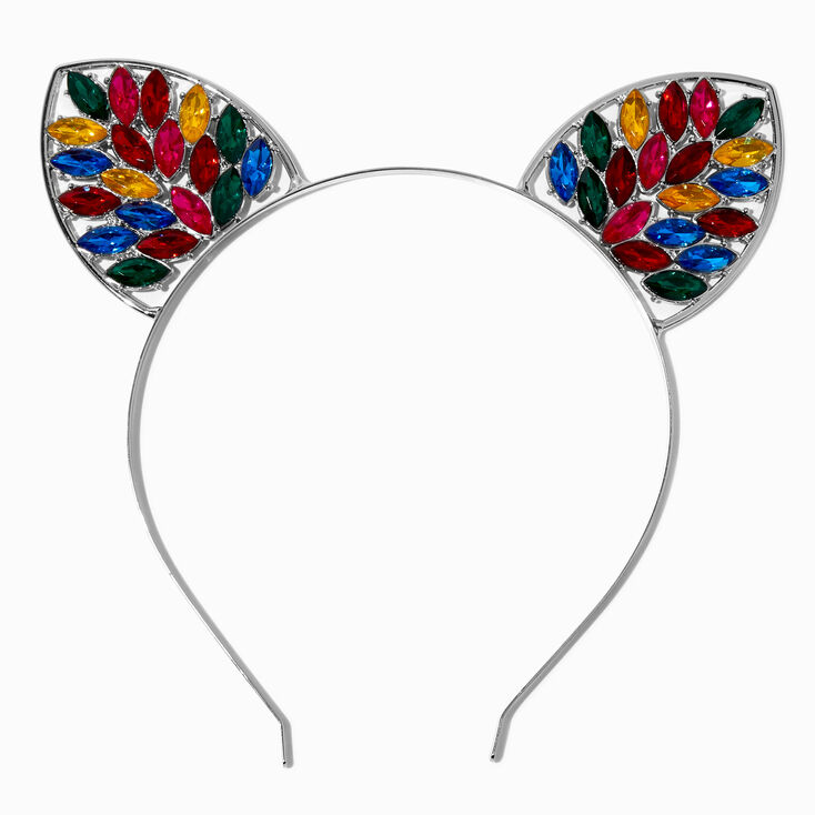 Rainbow Gemstone Cat Ears Headband,