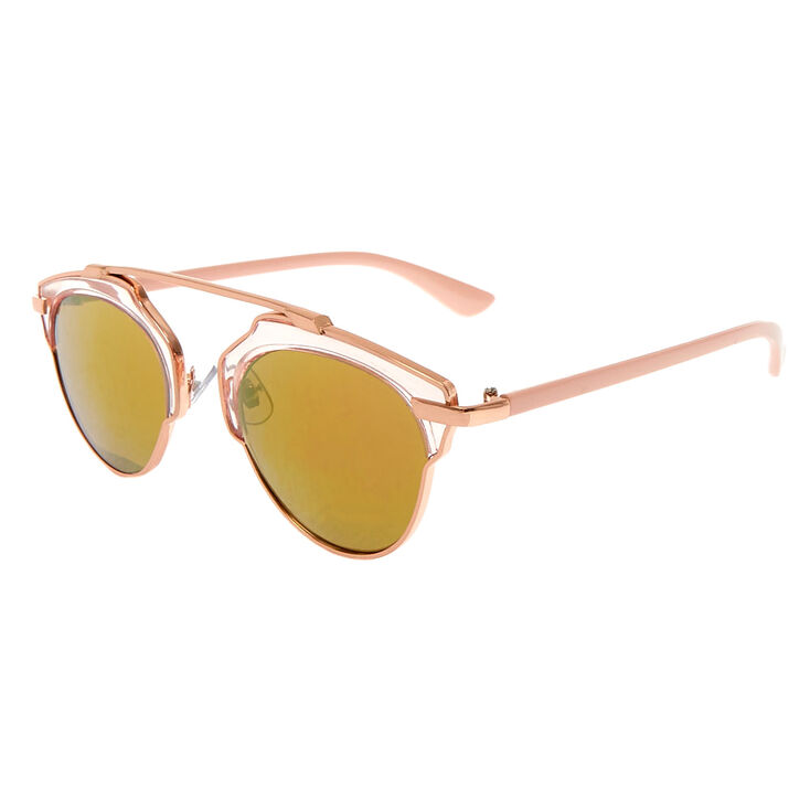 Rose Gold Clear Aviator Sunglasses,