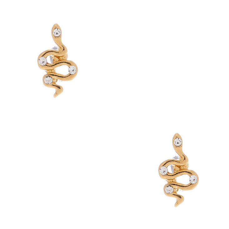 18kt Gold Plated Snake Stud Earrings,