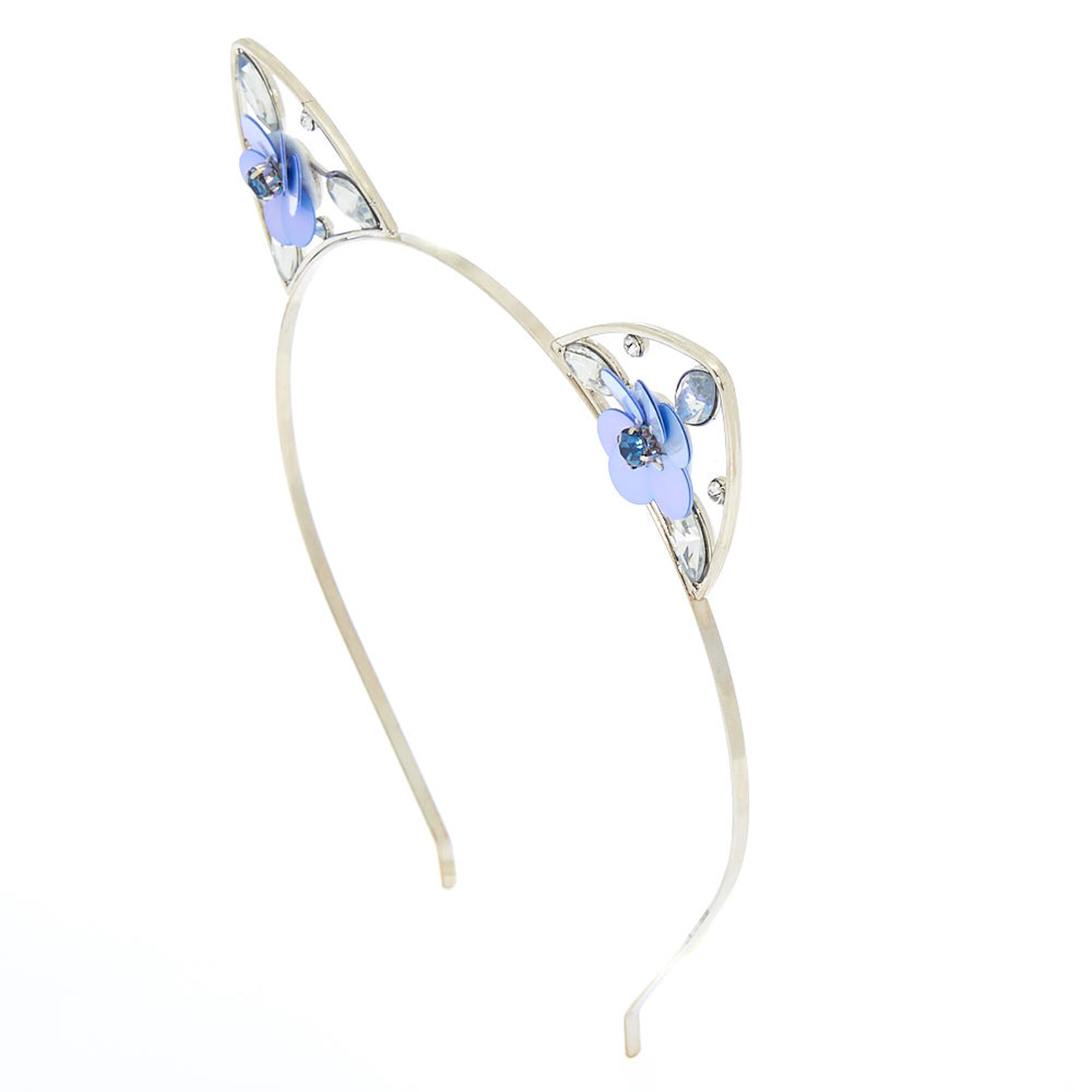 Sequin Flower Cat Ears Headband Baby Blue Icing Us