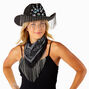 Bejeweled &amp; Fringed Black Cowboy Hat,