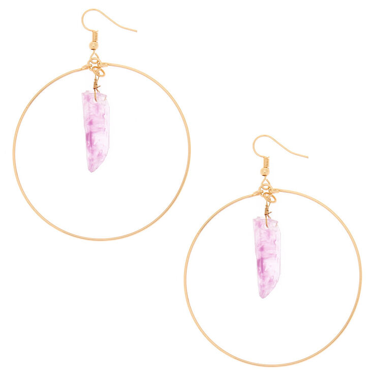 Crystal 60MM Circle Drop Earrings - Amethyst,