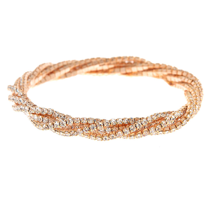 Rose Gold Rhinestone Twist Stretch Bracelet,