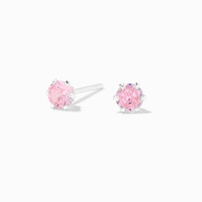 Icing Select Sterling Silver Cubic Zirconia Light Pink 4MM Round Stud Earrings,