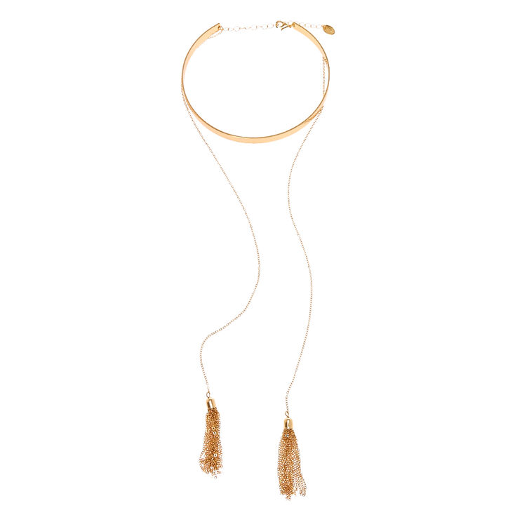 Gold-Tone Choker Necklace with Tassels,