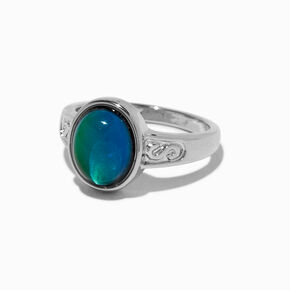 Silver Ornate Oval Mood Ring,