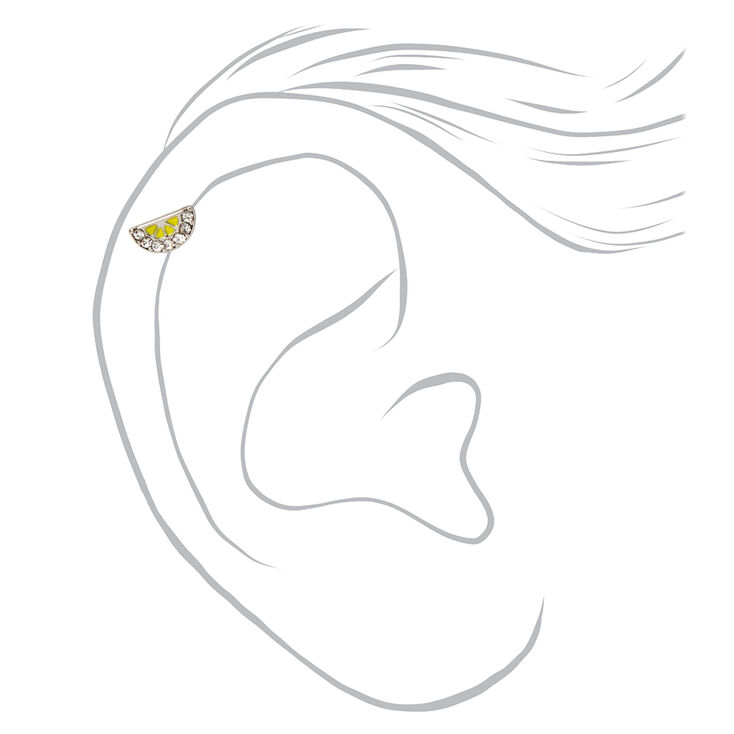 Silver 16G Embellished Lemon Cartilage Stud Earrings - 3 Pack,