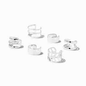 Silver Geometric Ear Cuffs - 6 Pack,