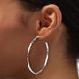 Silver-tone Graduated Hammered Hoop Earrings - 3 Pack,