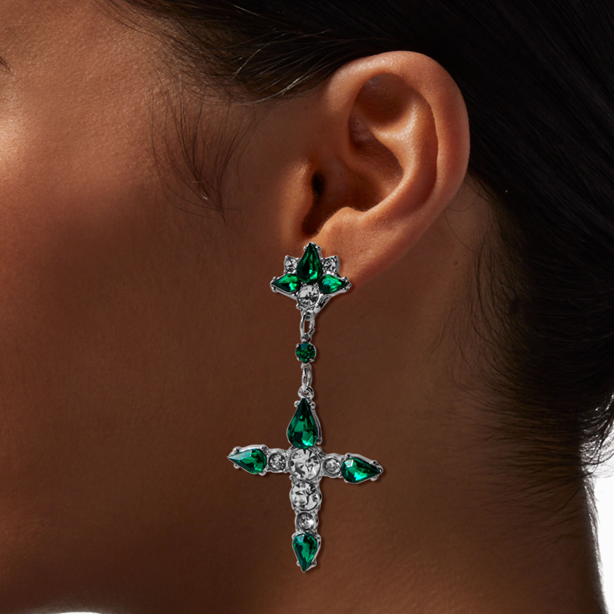 Faux emerald drop earrings online