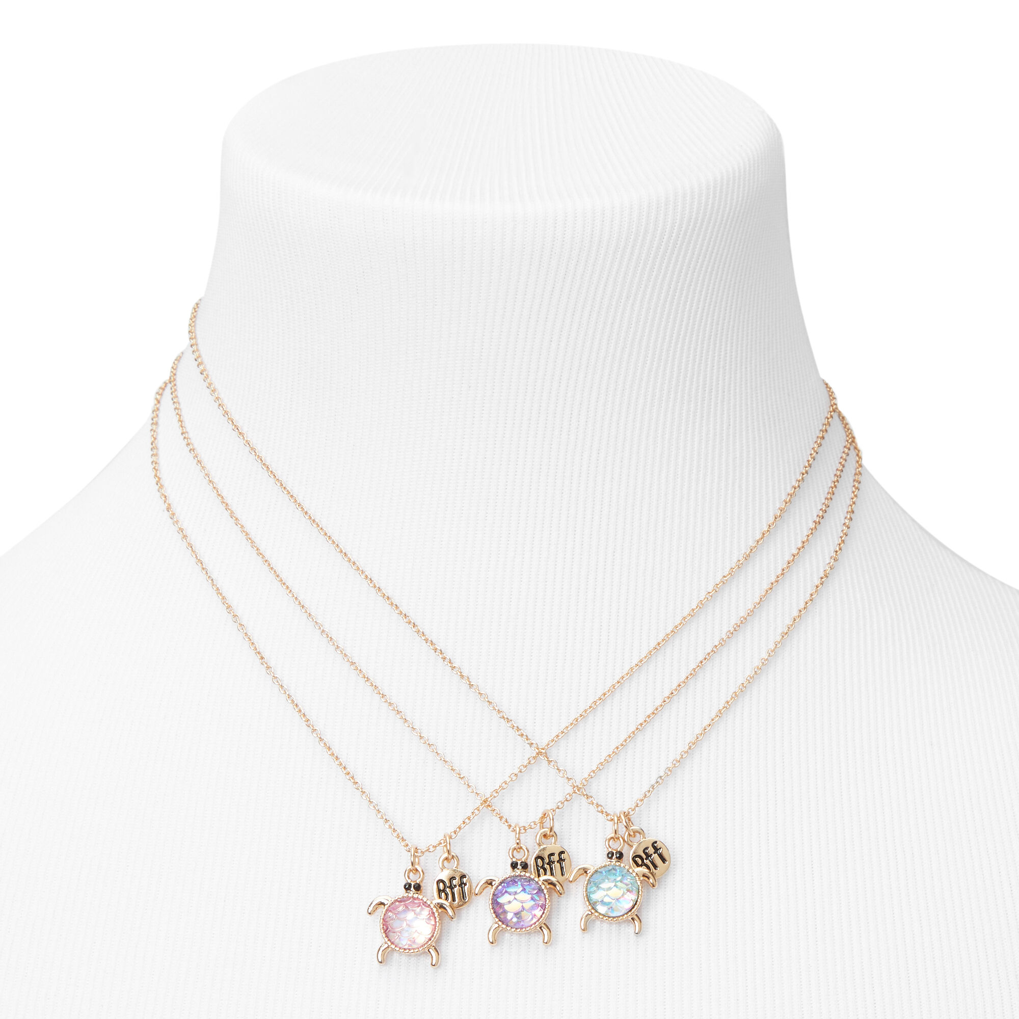 Best Friends Holographic Turtle Pendant Necklaces 3 Pack Icing US