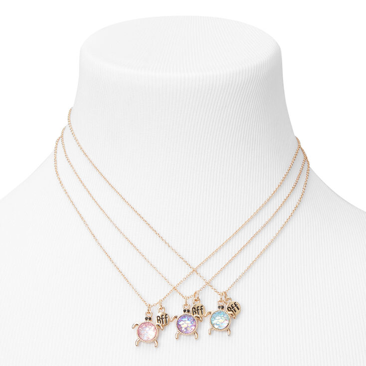 Best Friends Holographic Turtle Pendant Necklaces - 3 Pack,