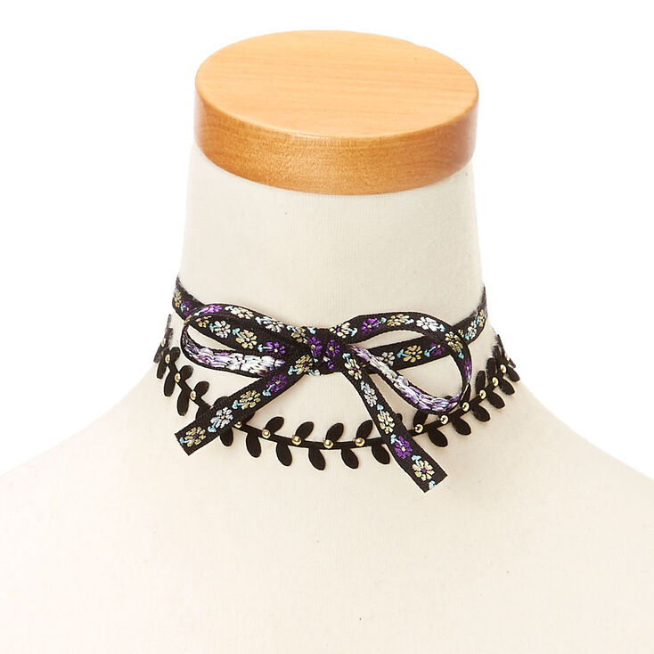Floral Black & Purple Choker Headwrap,