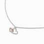Mixed Metal Double Heart Pendant Necklace,