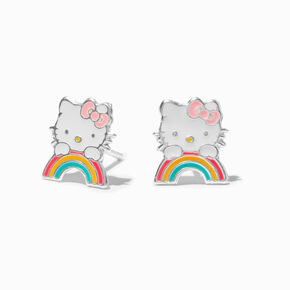 Sterling Silver Hello Kitty&reg; and Friends Hello Kitty&reg; Icing Exclusive Rainbow Enamel Stud Earrings,