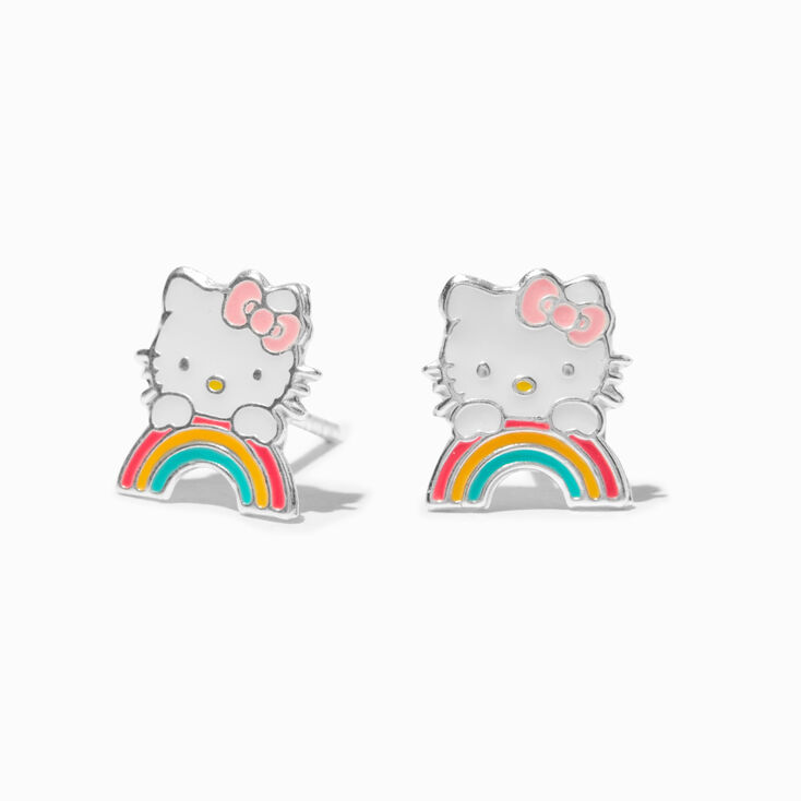 Sterling Silver Hello Kitty&reg; and Friends Hello Kitty&reg; Icing Exclusive Rainbow Enamel Stud Earrings,