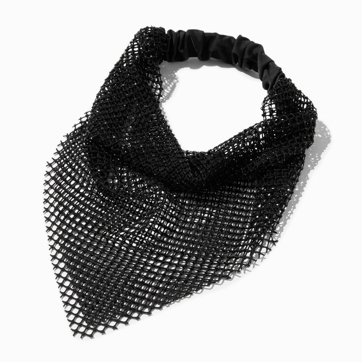 Black Diamante Mesh Head Scarf,