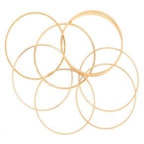 Gold Textured Bangle Bracelets - 8 Pack,