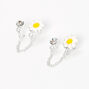 Sterling Silver Daisy Connector Chain Stud Earrings,
