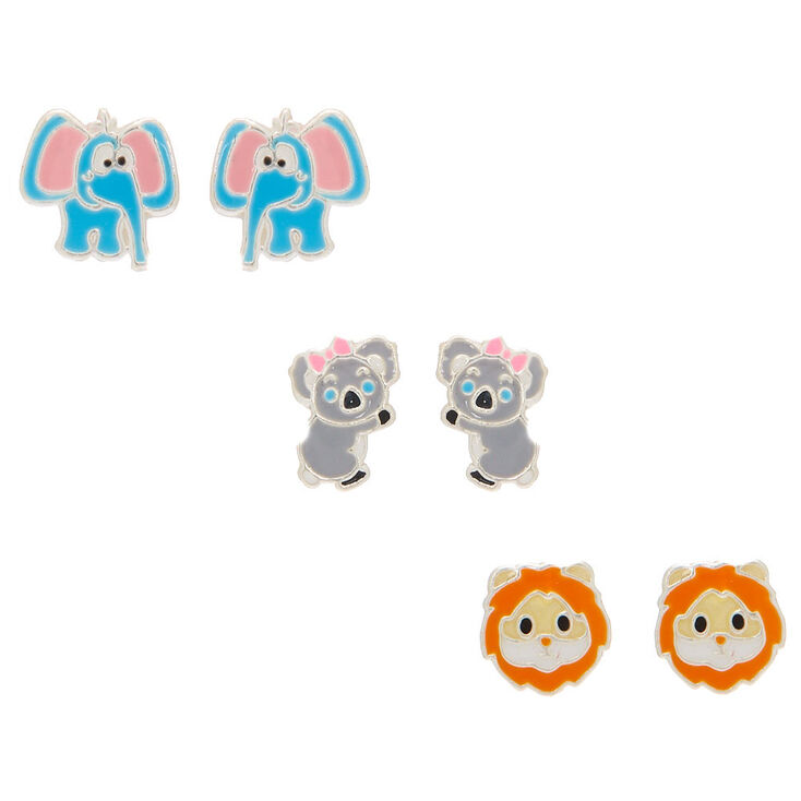 Sterling Silver Zoo Party Stud Earrings - 3 Pack,
