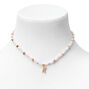 Gold Star &amp; Pastel Pearl Initial Pendant Necklace - K,