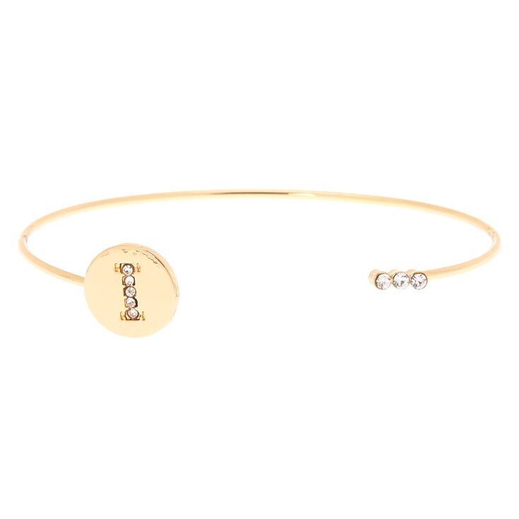 Gold Initial Cuff Bracelet - I,
