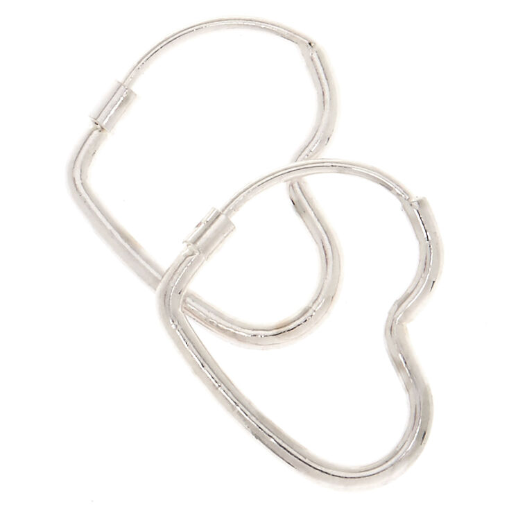 15MM Silver-Tone Heart Shaped Hoop Earrings,