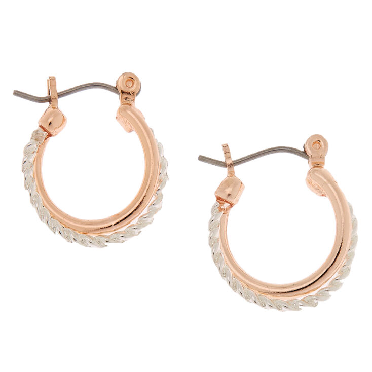 Mixed Metal 15MM Hoop Earrings,