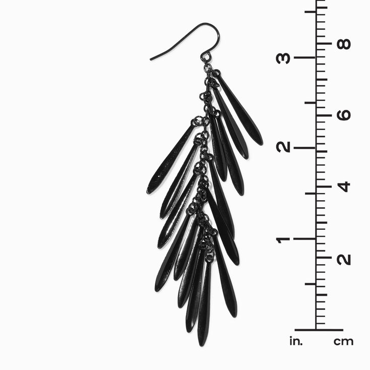 Black Fringe 3.5&quot; Drop Earrings,