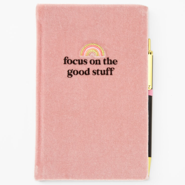 Focus On The Good Stuff Velvet Journal - Pink,
