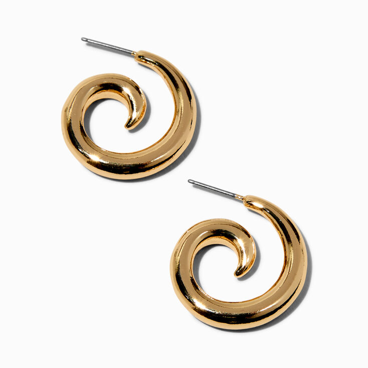 Gold-tone Thick Swirl Hoop Earrings,