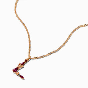 Pearl &amp; Pink Crystal Embellished Letter Initial Pendant Necklace - L,